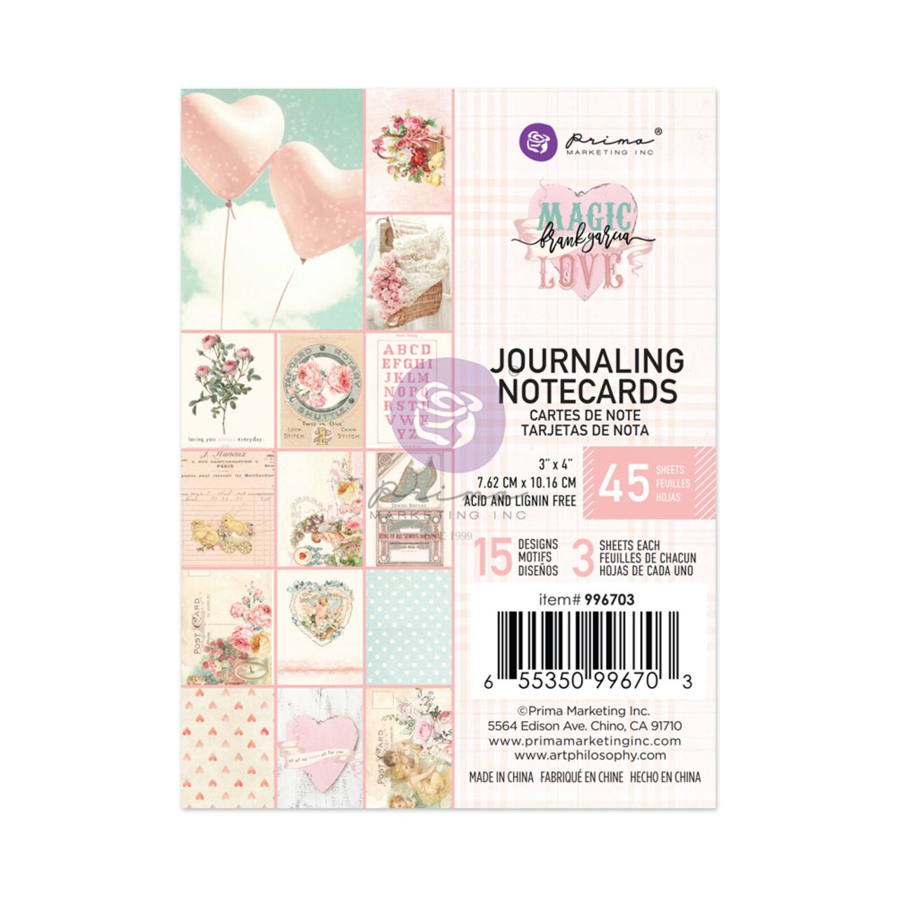 Prima Marketing Inc Frank Garcia Magic Love Paper Pad 3x4Journlg, 15 Designs/3 Each 655350996703